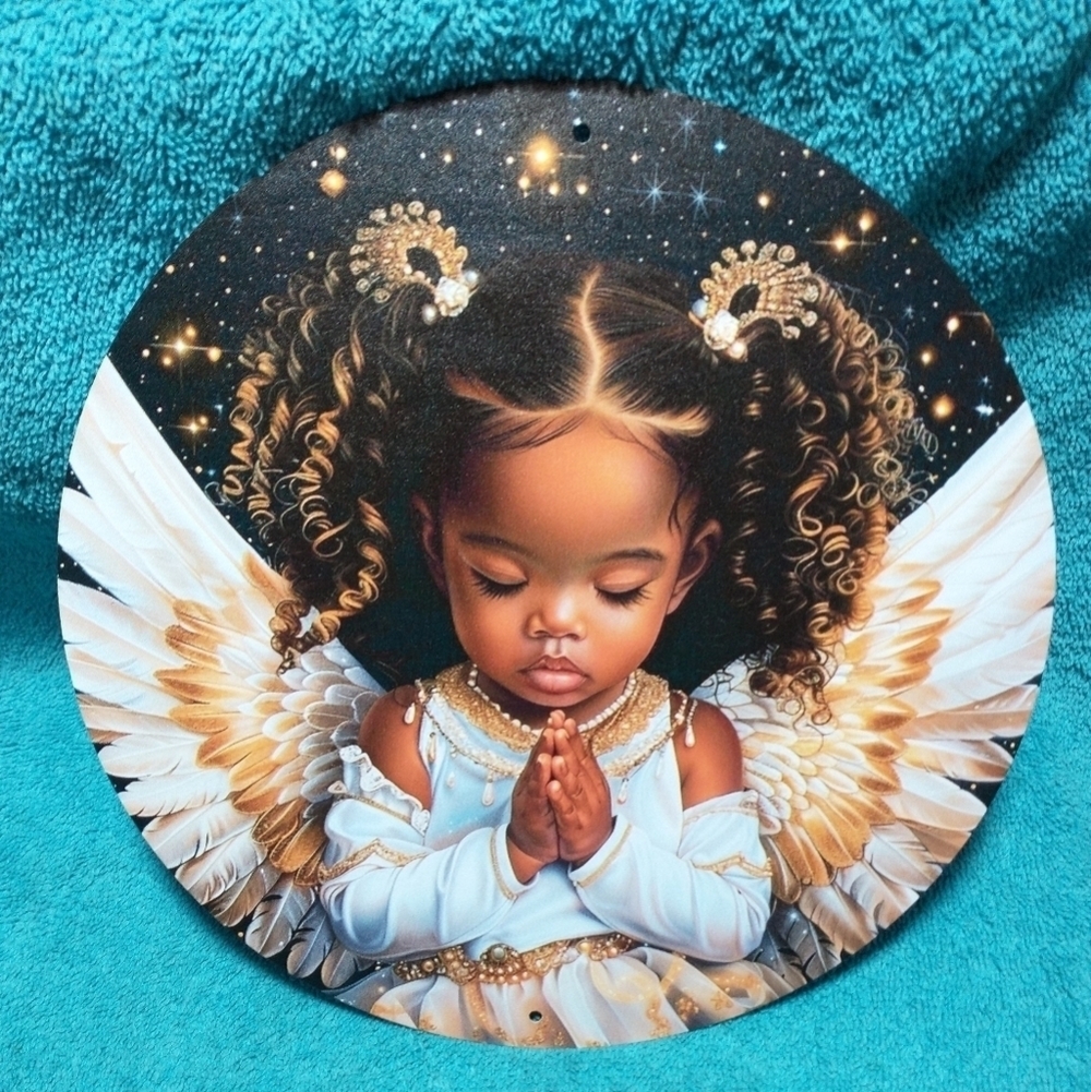 Angel Wall Art Decor with Gold and White Accents